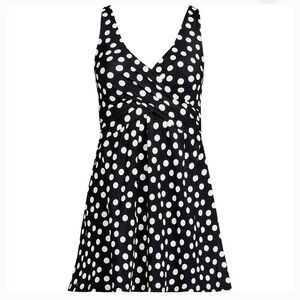 Lands End Women's SlenderSuit Wrap Swim Dress Swimsuit